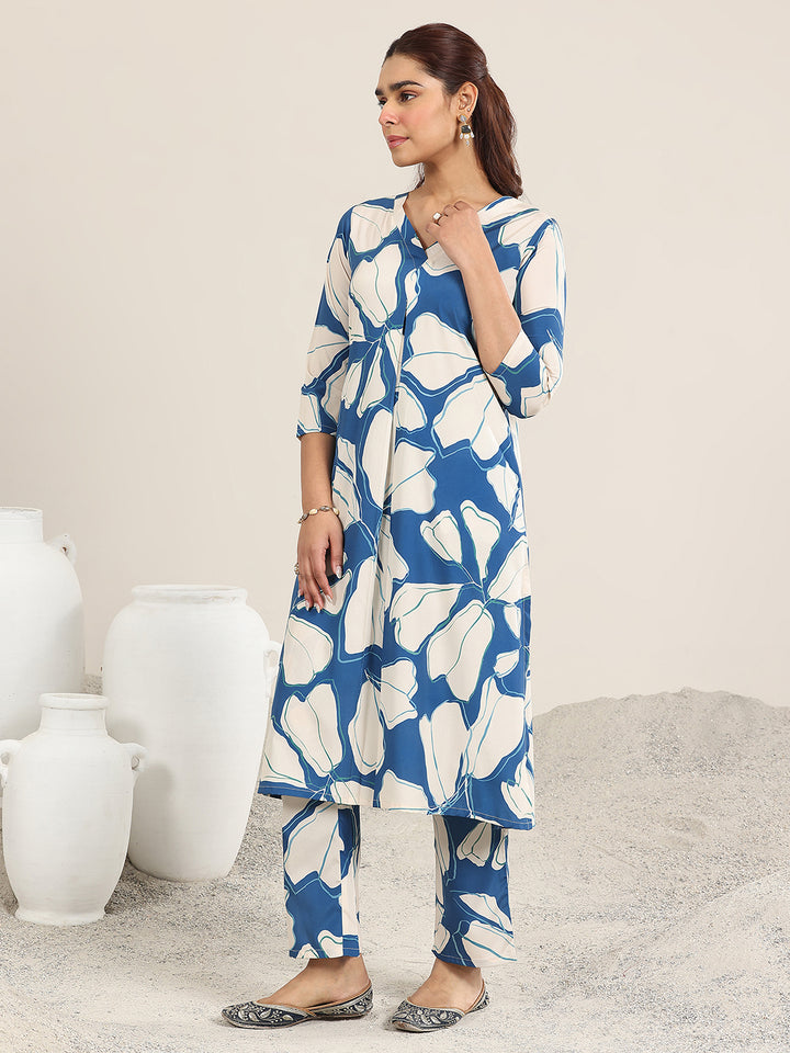 Blue Printed Poly Crepe Co ord sets