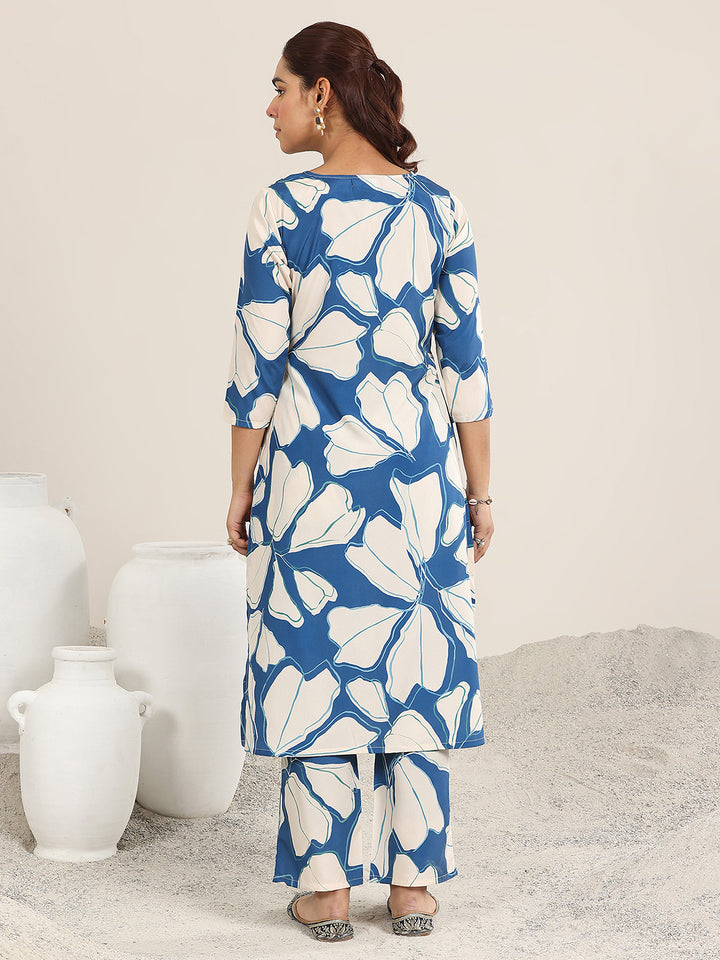 Blue Printed Poly Crepe Co ord sets
