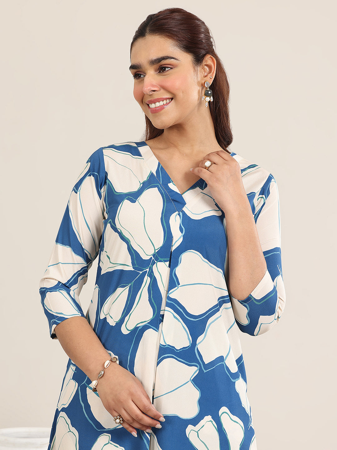 Blue Printed Poly Crepe Co ord sets