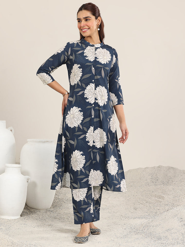 Blue Printed Poly Crepe Co ord sets