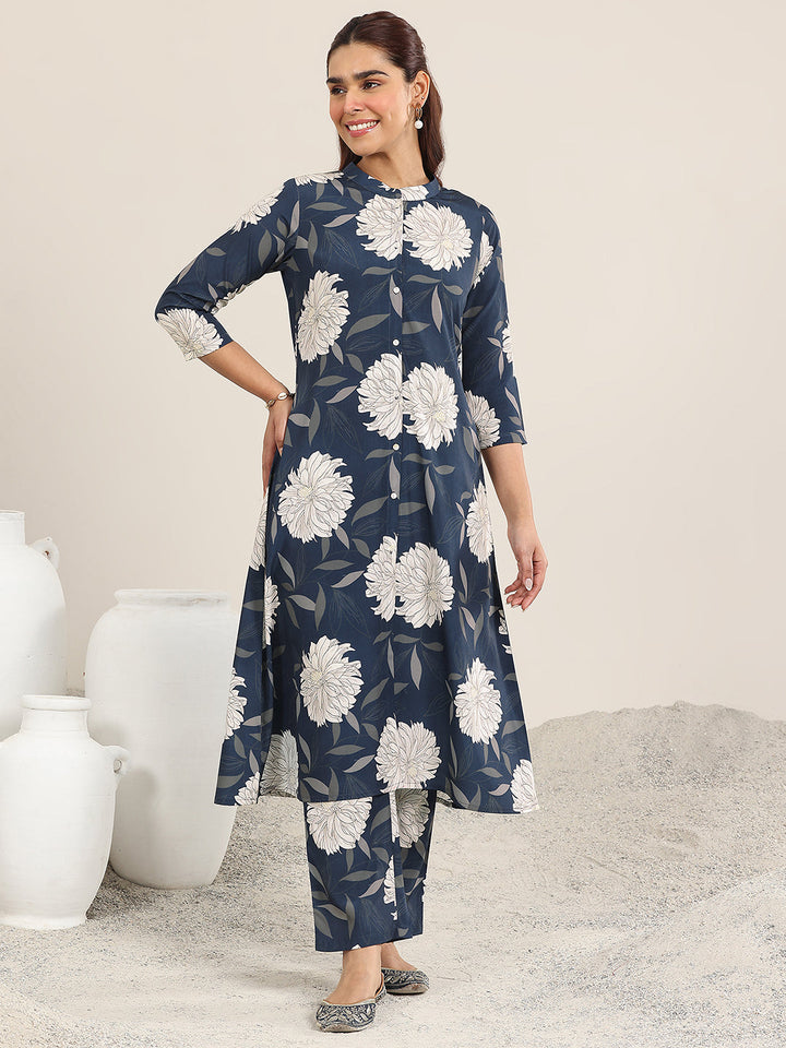 Blue Printed Poly Crepe Co ord sets