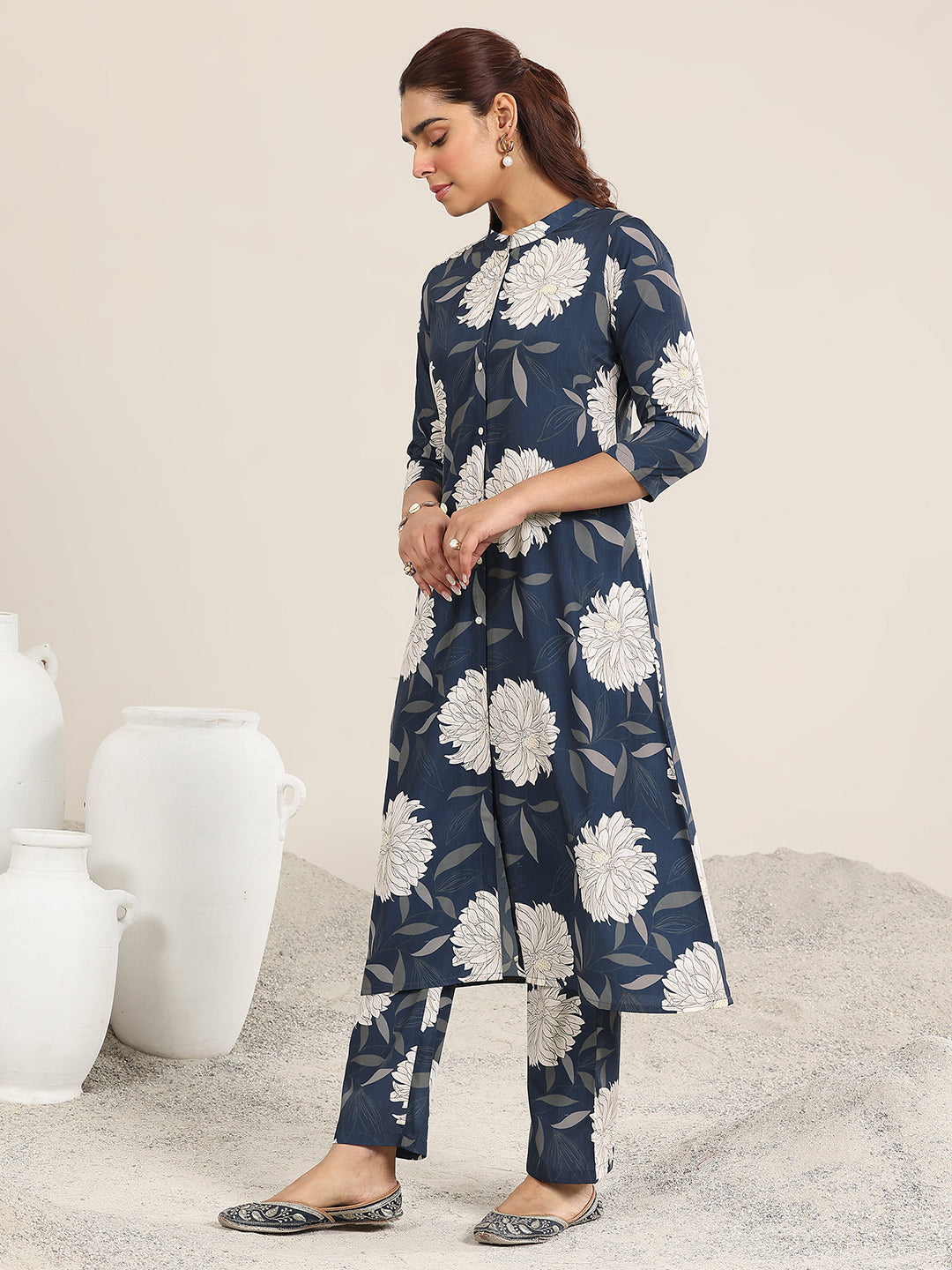 Blue Printed Poly Crepe Co ord sets