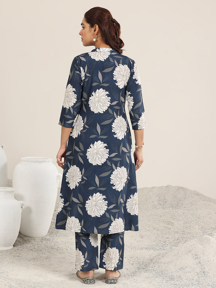 Blue Printed Poly Crepe Co ord sets