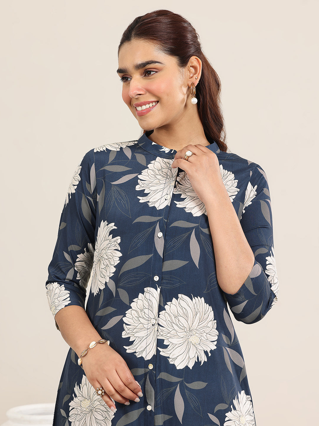 Blue Printed Poly Crepe Co ord sets