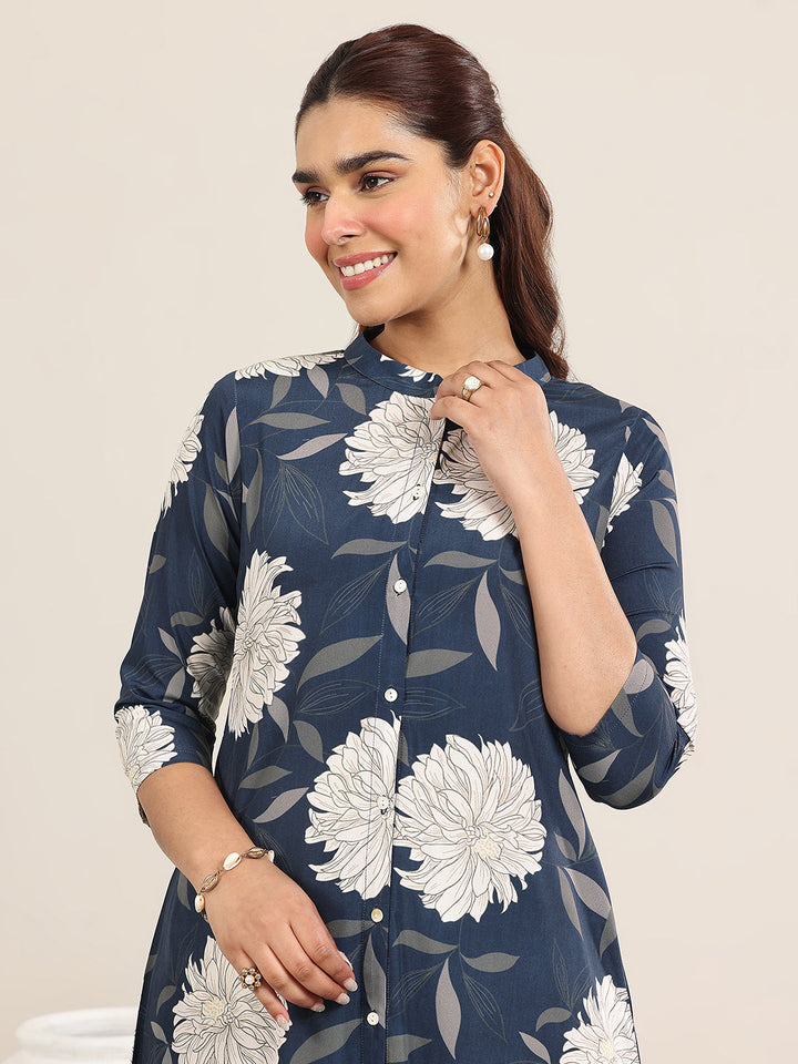 Blue Printed Poly Crepe Co ord sets