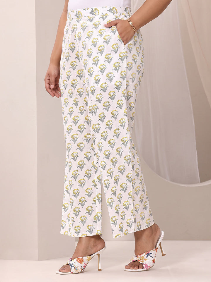 Plus Size Teal Blue Printed Cotton Straight Suit Set With Dupatta