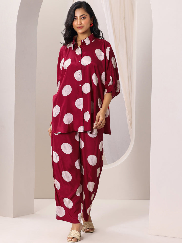Red Printed Rayon Co-Ord Sets