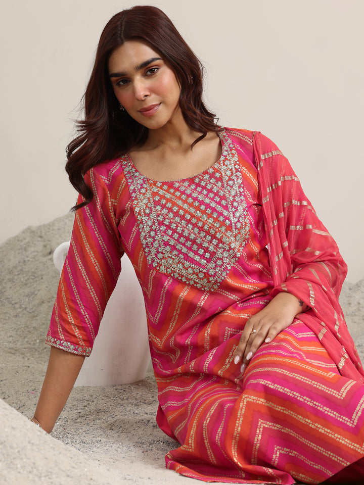 Coral Printed Rayon Straight Suit With Dupatta