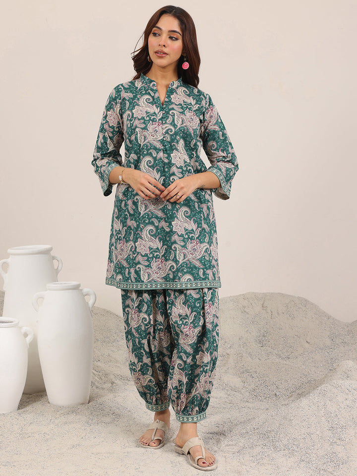 Teal Printed Pure Cotton Co-Ord Sets