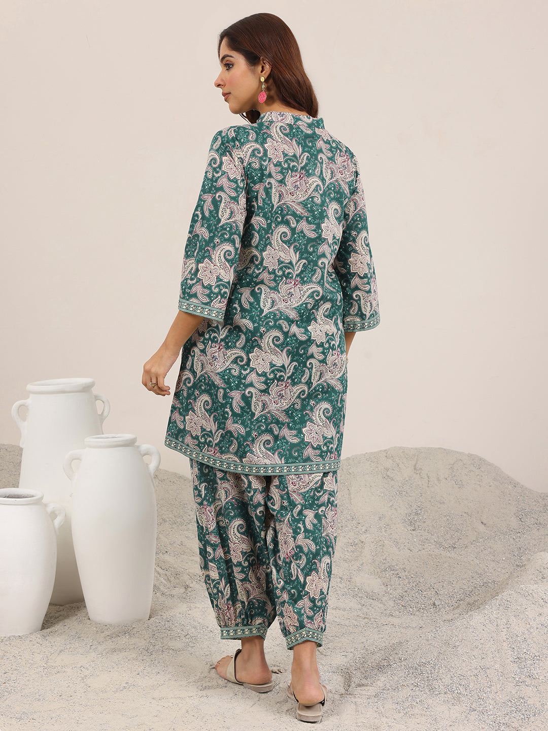 Teal Printed Pure Cotton Co-Ord Sets