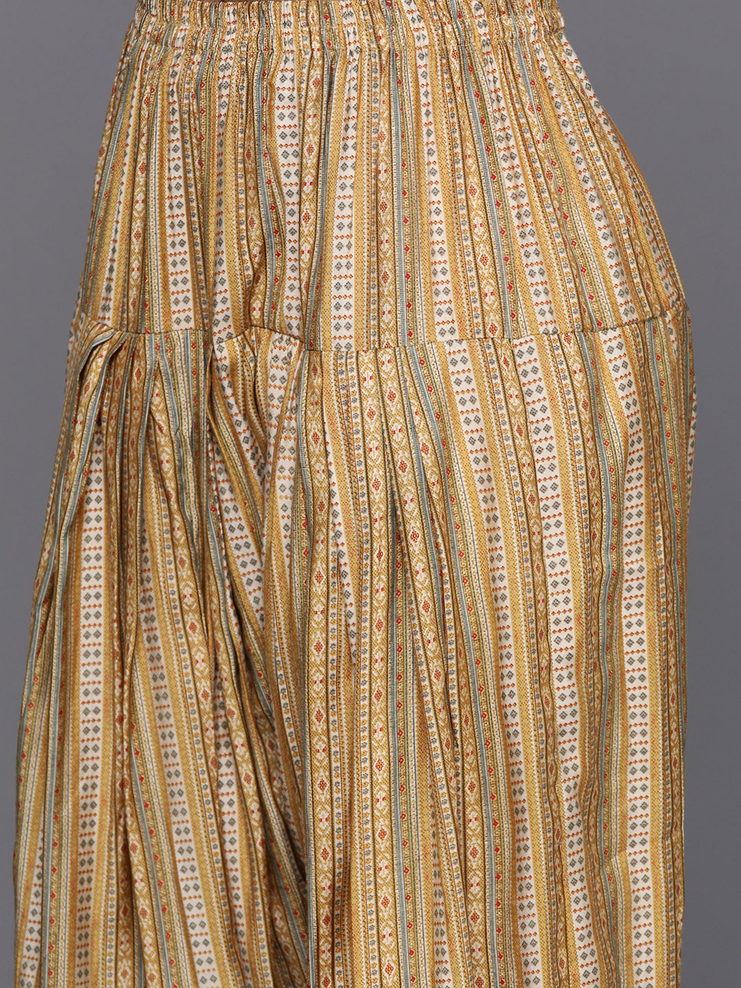 Yellow Printed Silk Blend Straight Kurta Set