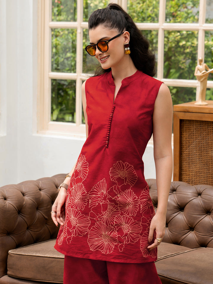 Red Printed Cotton Co-Ord Sets