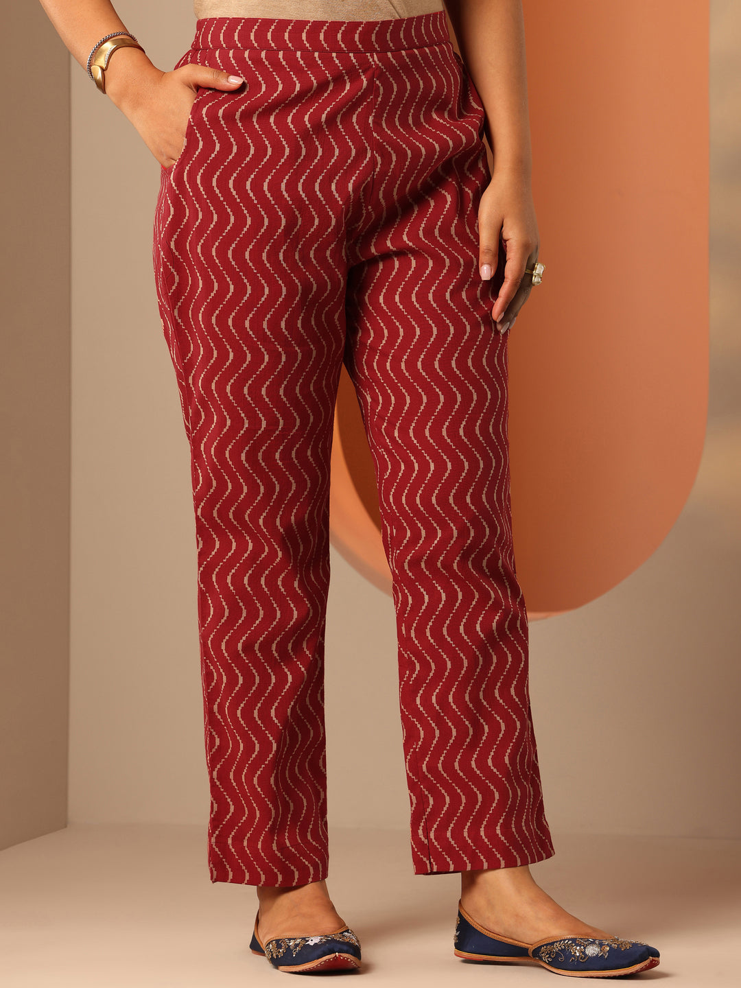 Blue Printed Cotton Straight Suit Set With Dupatta