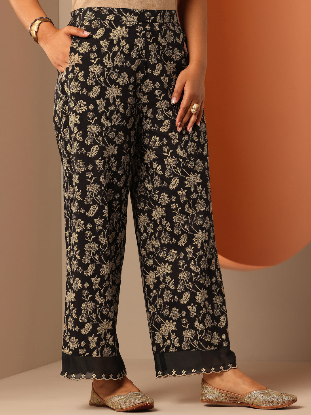 Black Woven Design Cotton Straight Suit Set With Dupatta