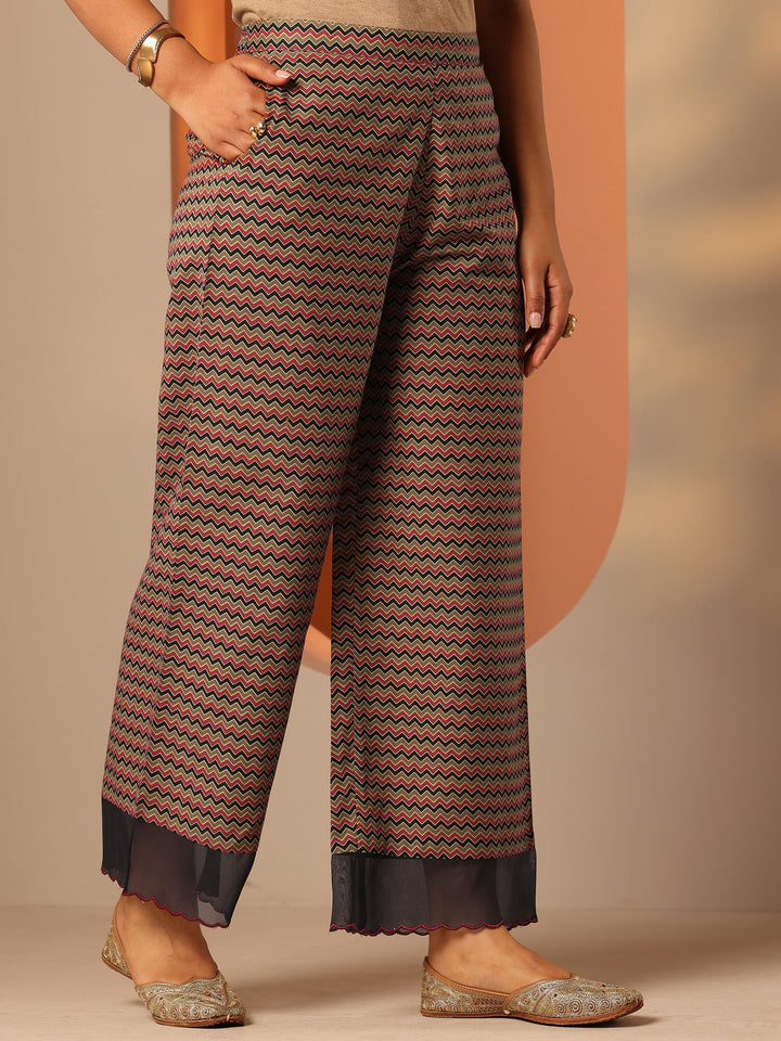 Navy Blue Printed Cotton Anarkali Suit Set With Dupatta