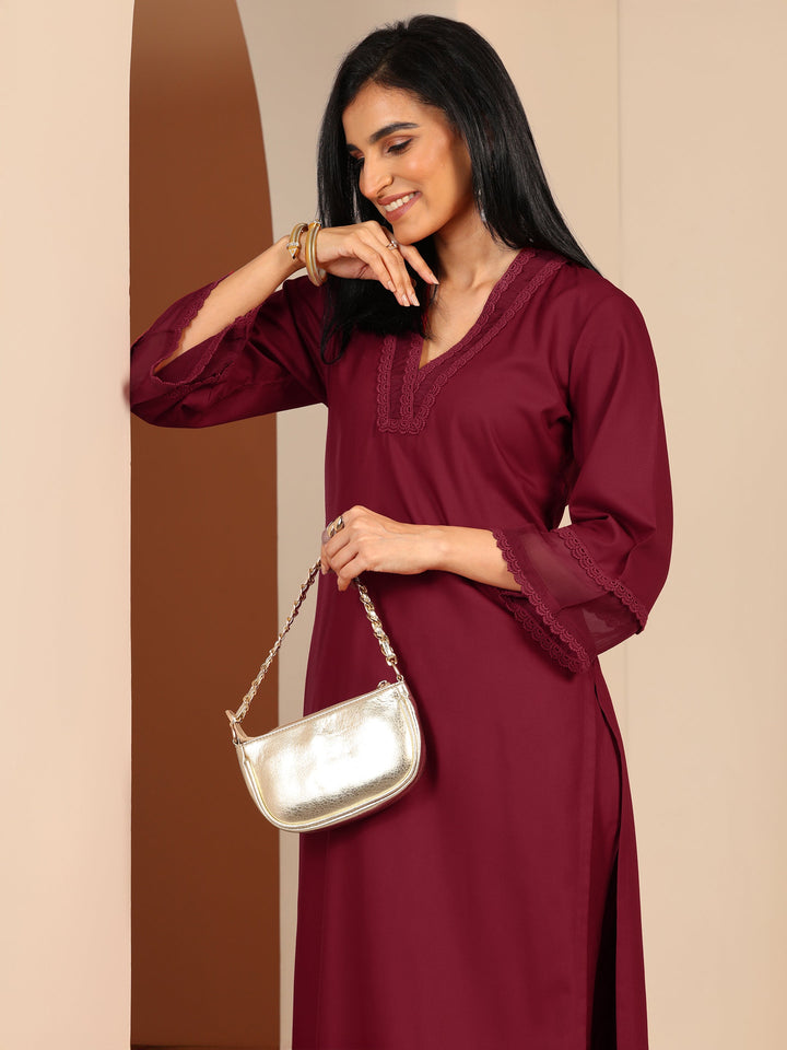 Maroon Embellished Rayon Co-Ord Sets