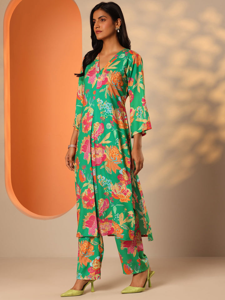 Green Printed Rayon Co-Ord Sets
