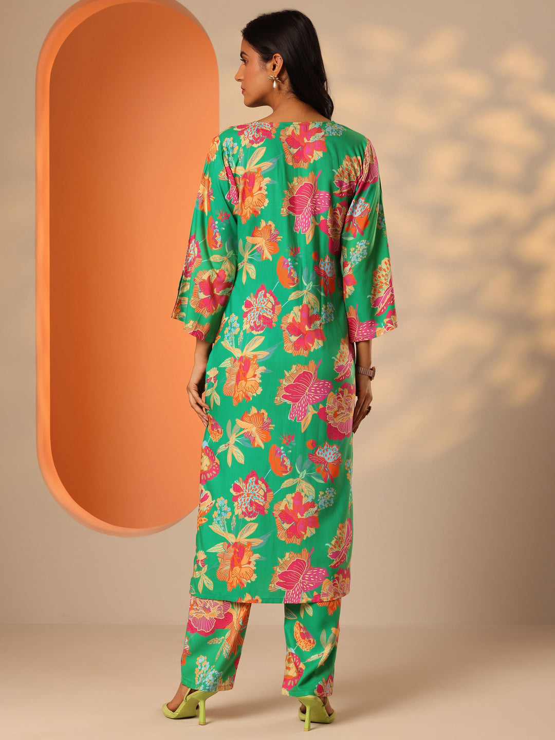 Green Printed Rayon Co-Ord Sets