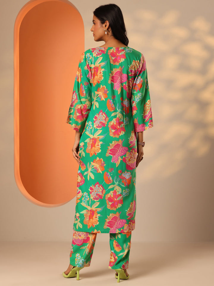 Green Printed Rayon Co-Ord Sets