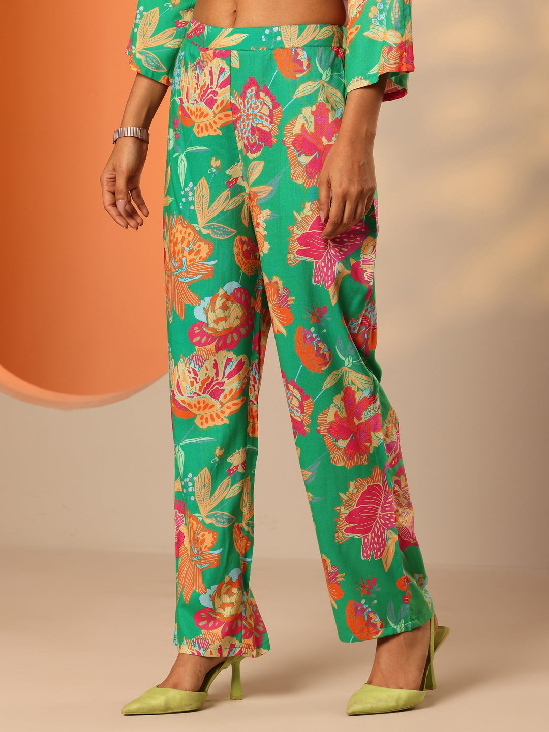 Green Printed Rayon Co-Ord Sets