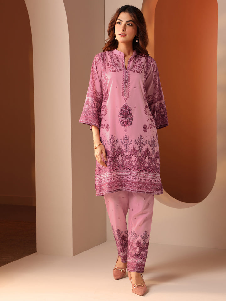 Pink Printed Cotton Blend Co-Ord Sets