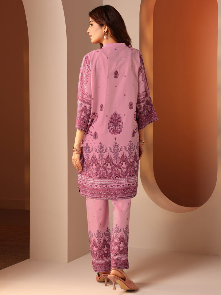 Pink Printed Cotton Blend Co-Ord Sets