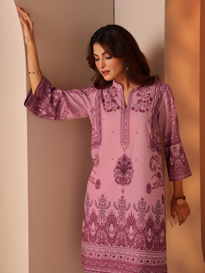 Pink Printed Cotton Blend Co-Ord Sets