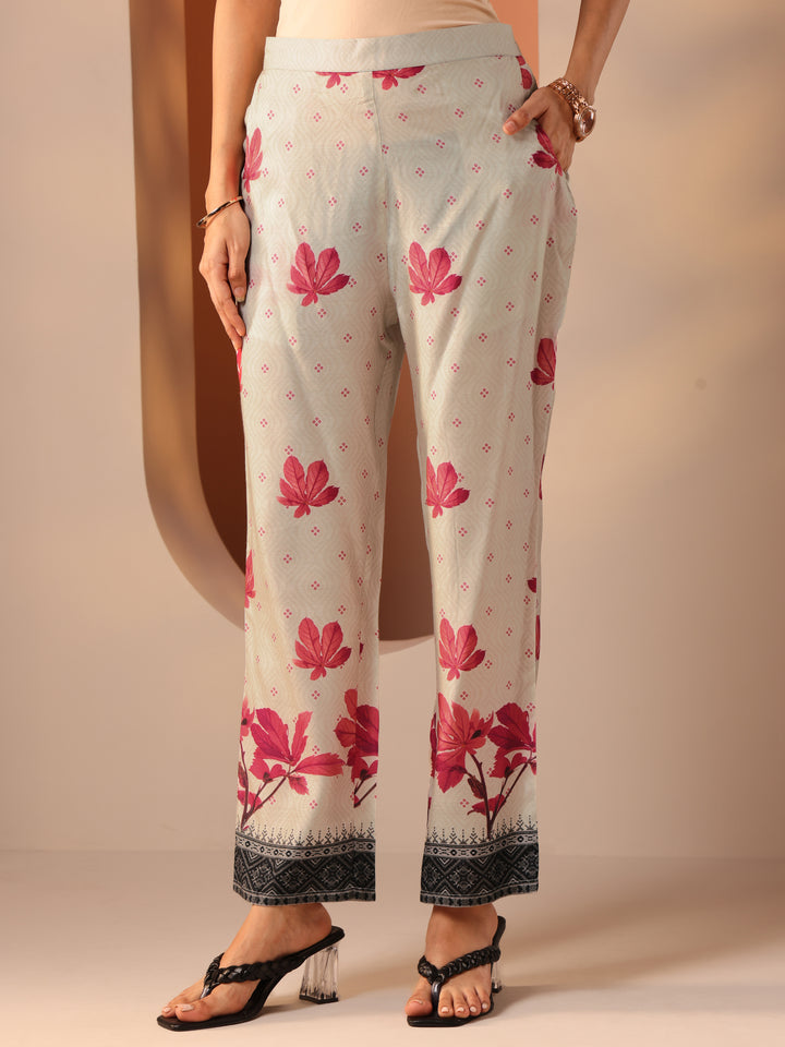 Off White Printed Cotton Blend Co-Ord Sets