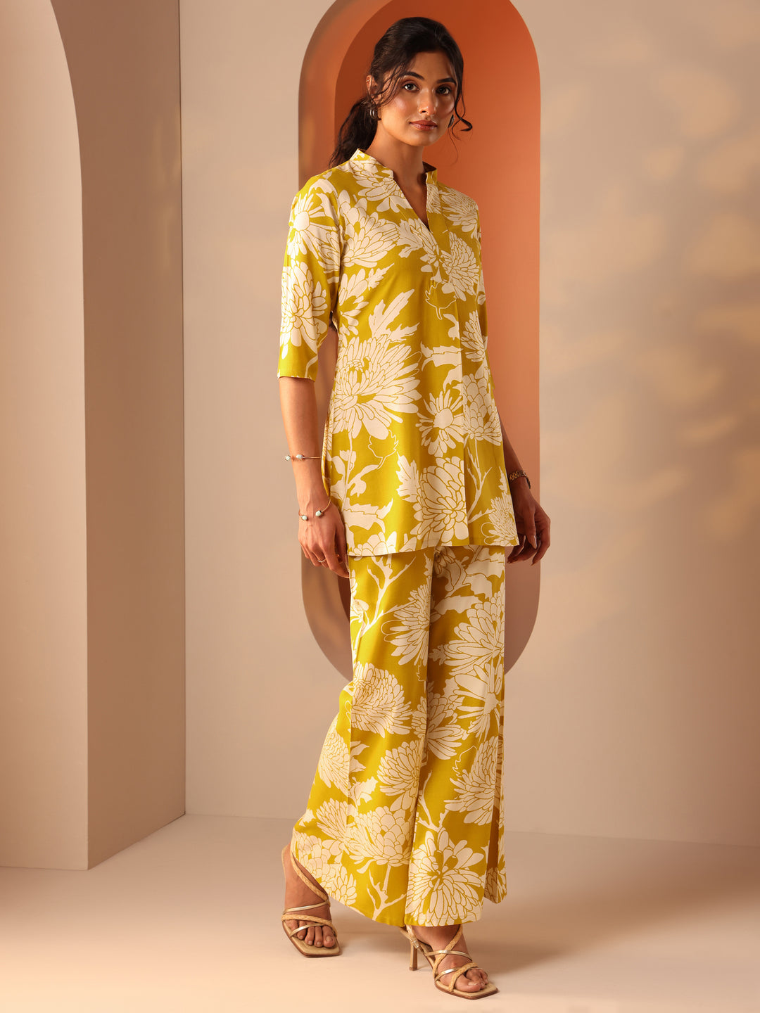 Yellow Printed Rayon Co-Ord Sets