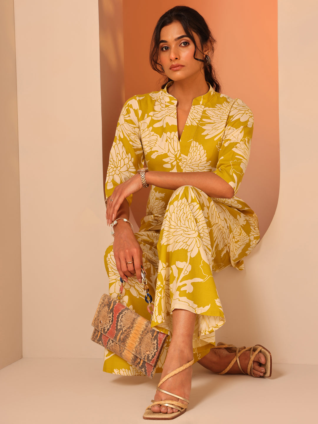 Yellow Printed Rayon Co-Ord Sets