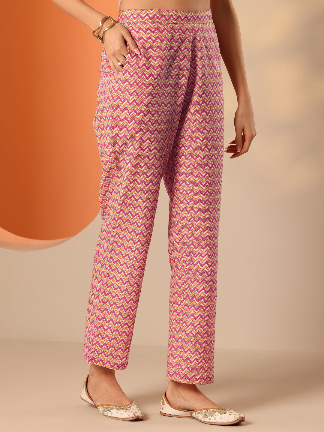 Off White Printed Cotton Straight Suit Set With Dupatta