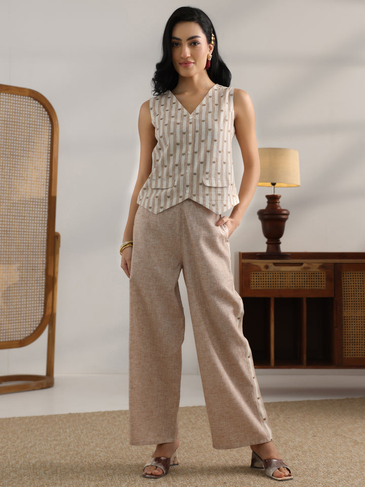 Brown Striped Printed Co-Ord Set