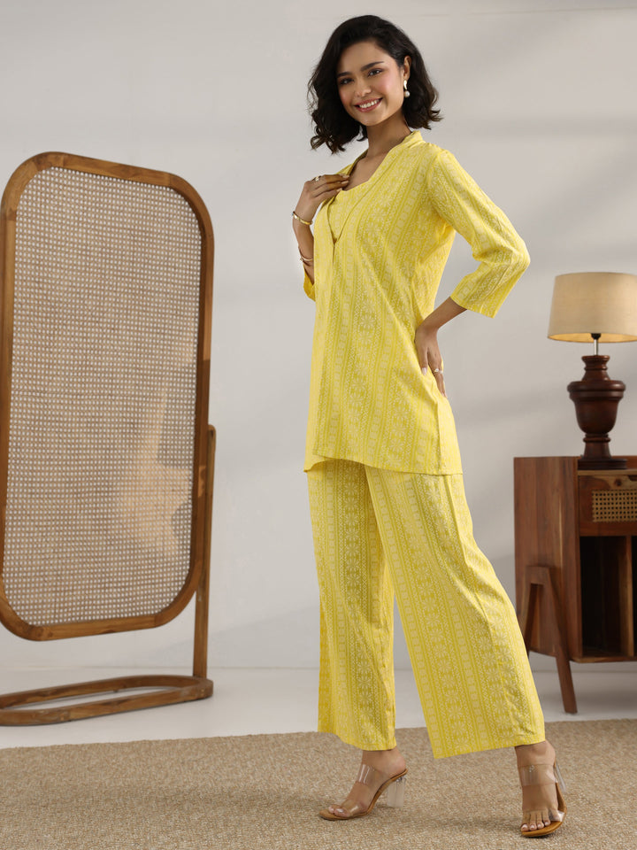 Yellow Printed Rayon Co-Ord Sets