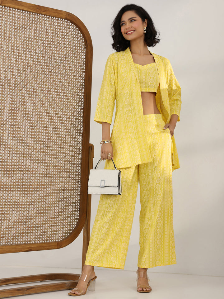 Yellow Printed Rayon Co-Ord Sets