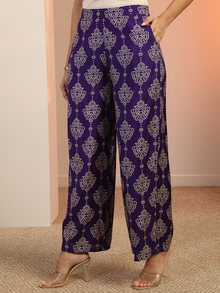 Purple Printed Rayon Co-Ord Sets