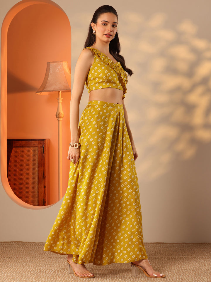 Yellow Printed Rayon Co-Ord Sets