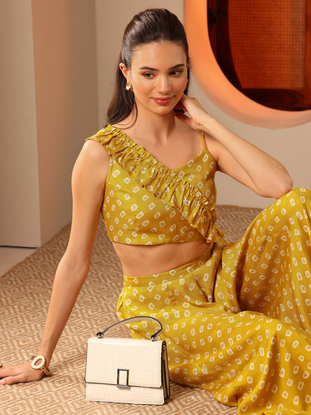 Yellow Printed Rayon Co-Ord Sets