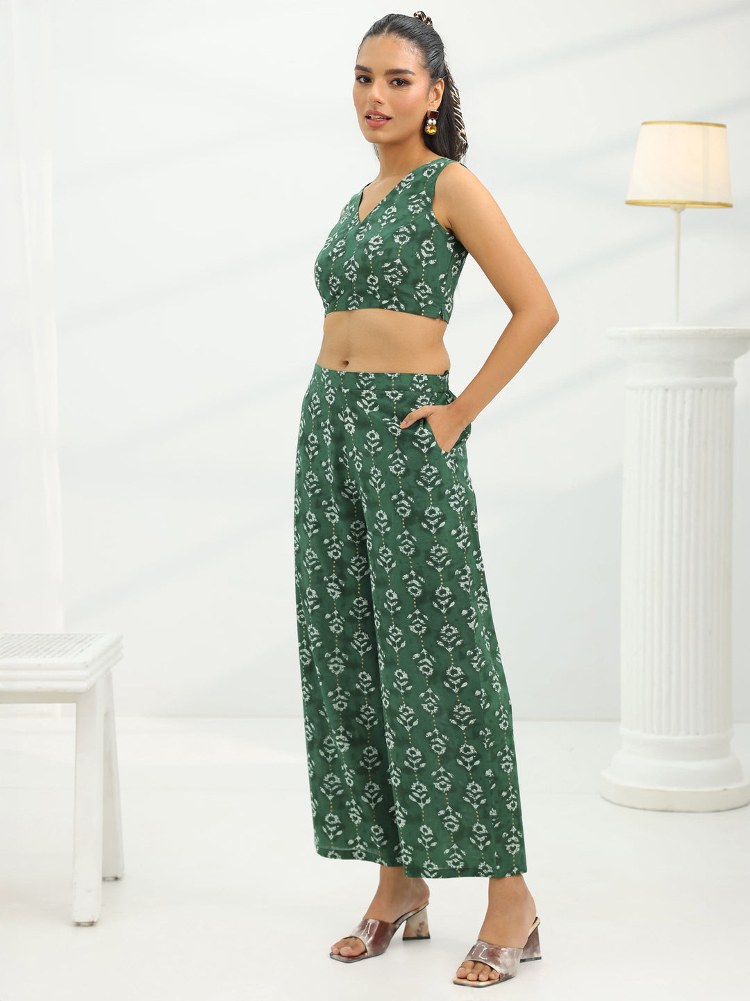 Green Printed Cotton Co-Ord Set