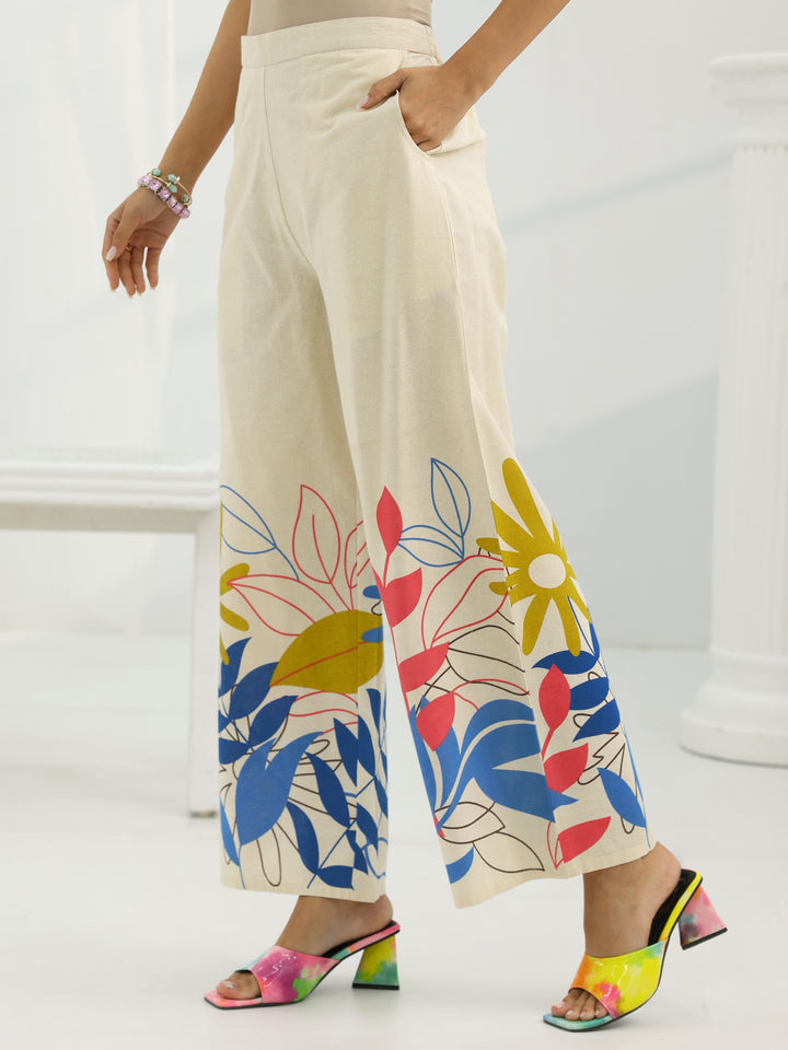 Off White Printed Cotton Co-Ord Sets