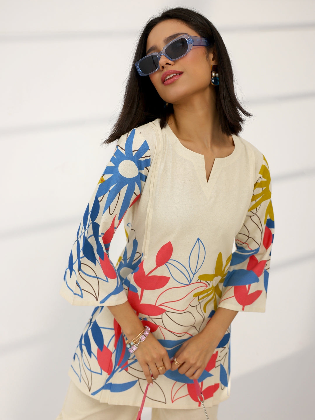 Off White Printed Cotton Co-Ord Sets