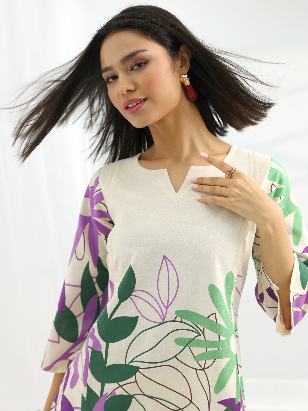 Off White Printed Cotton Co-Ord Sets
