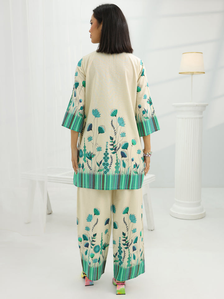 Off White Printed Cotton Co-Ord Sets