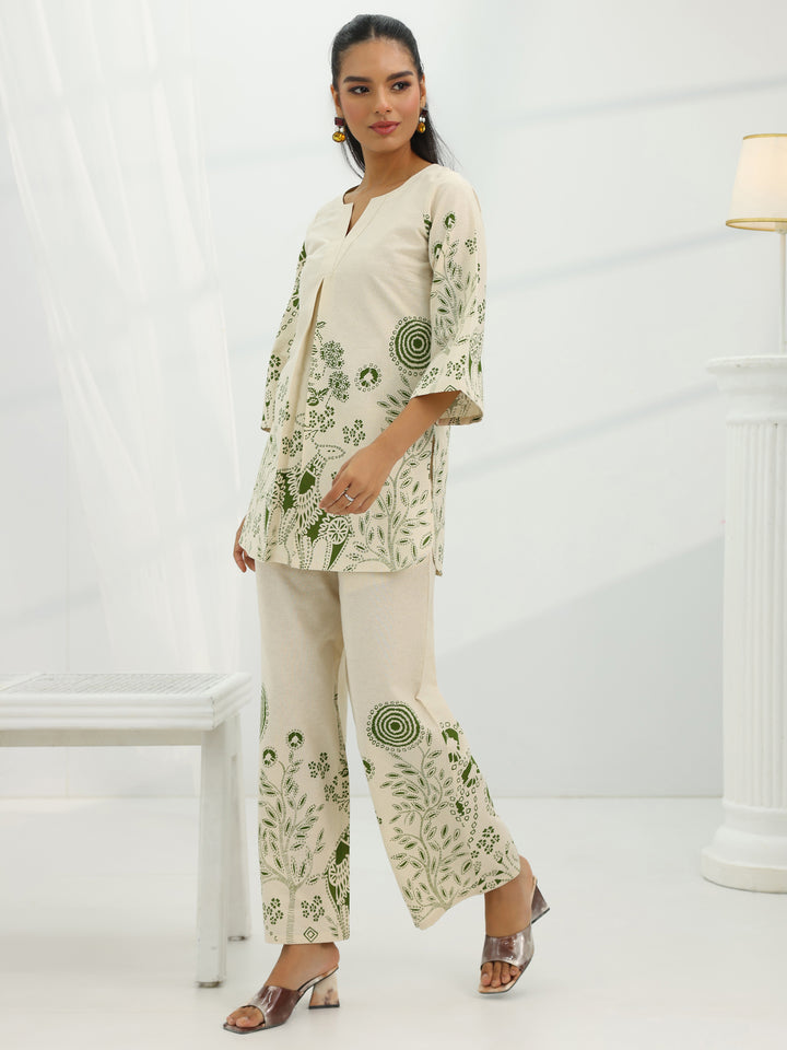 Off White Printed Cotton Co-Ord Sets