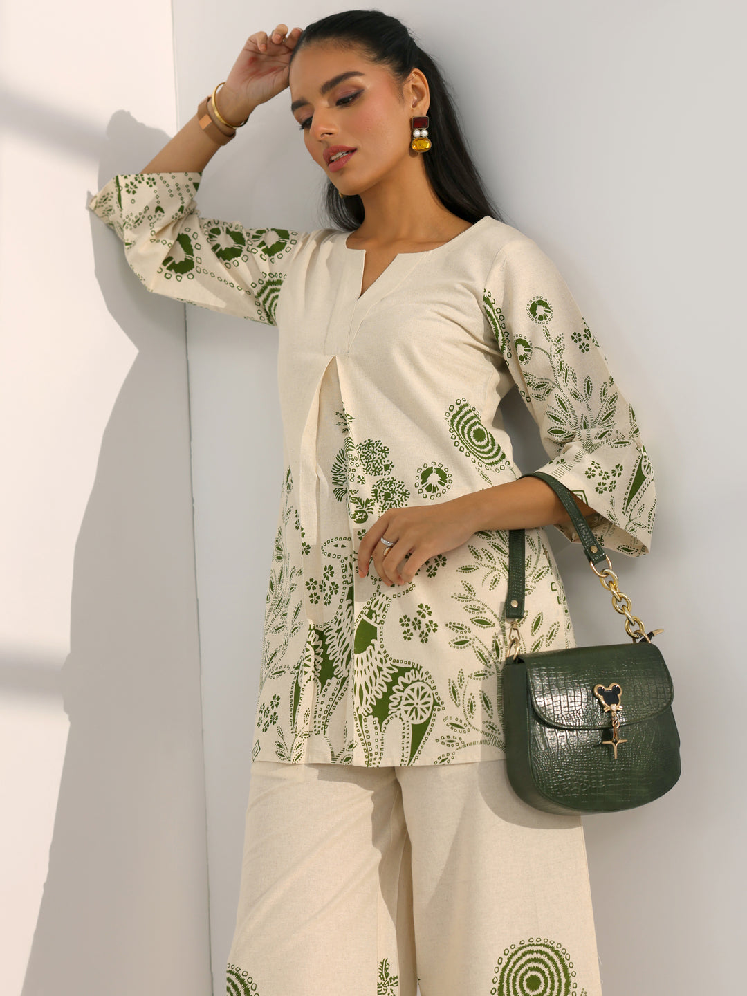 Off White Printed Cotton Co-Ord Sets