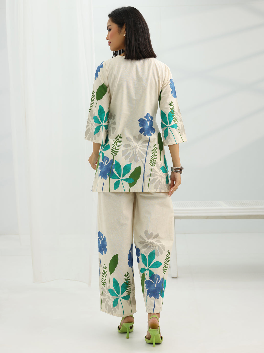 Off White Printed Cotton Co-Ord Sets