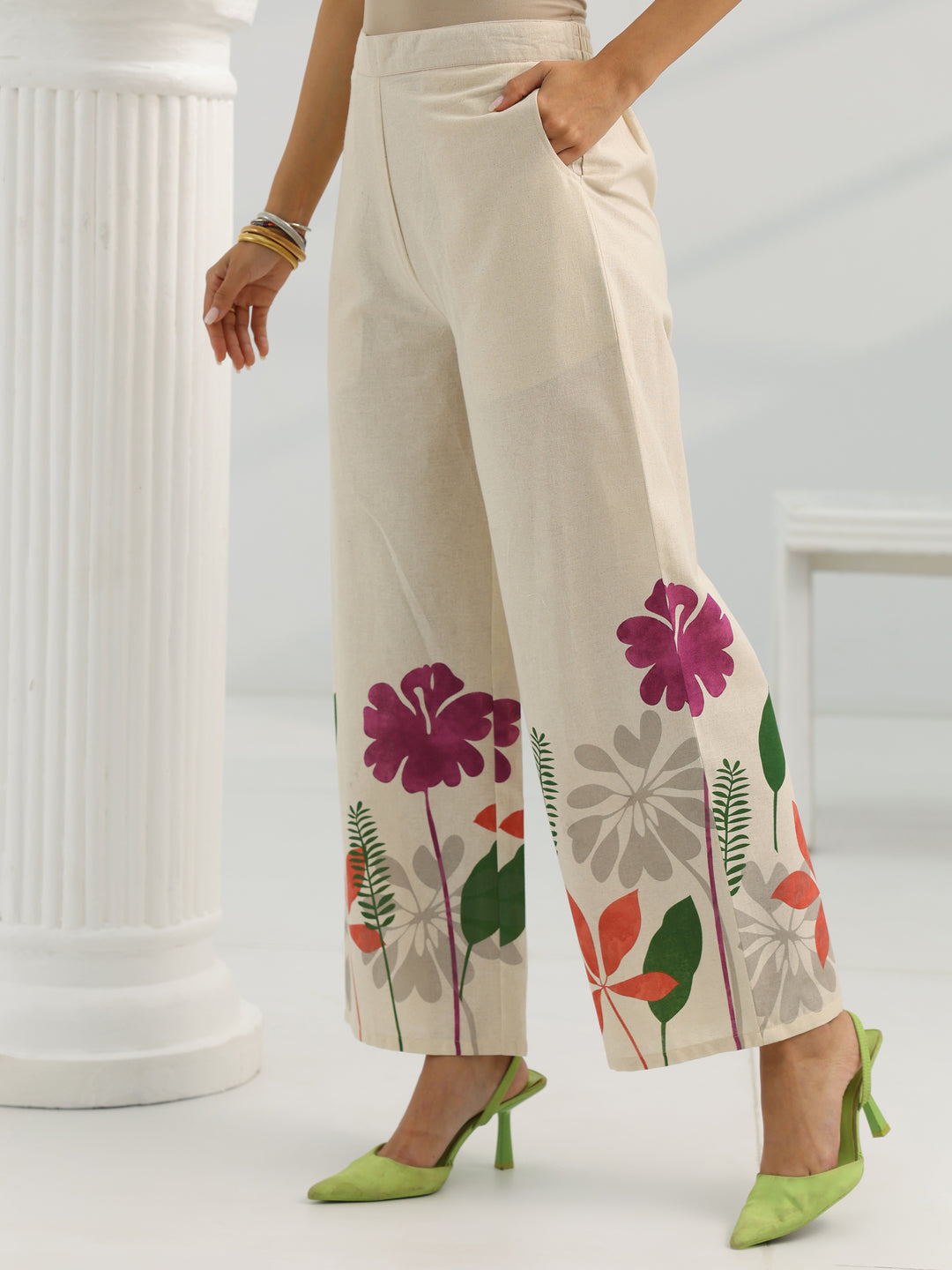 Off White Printed Cotton Co-Ord Sets