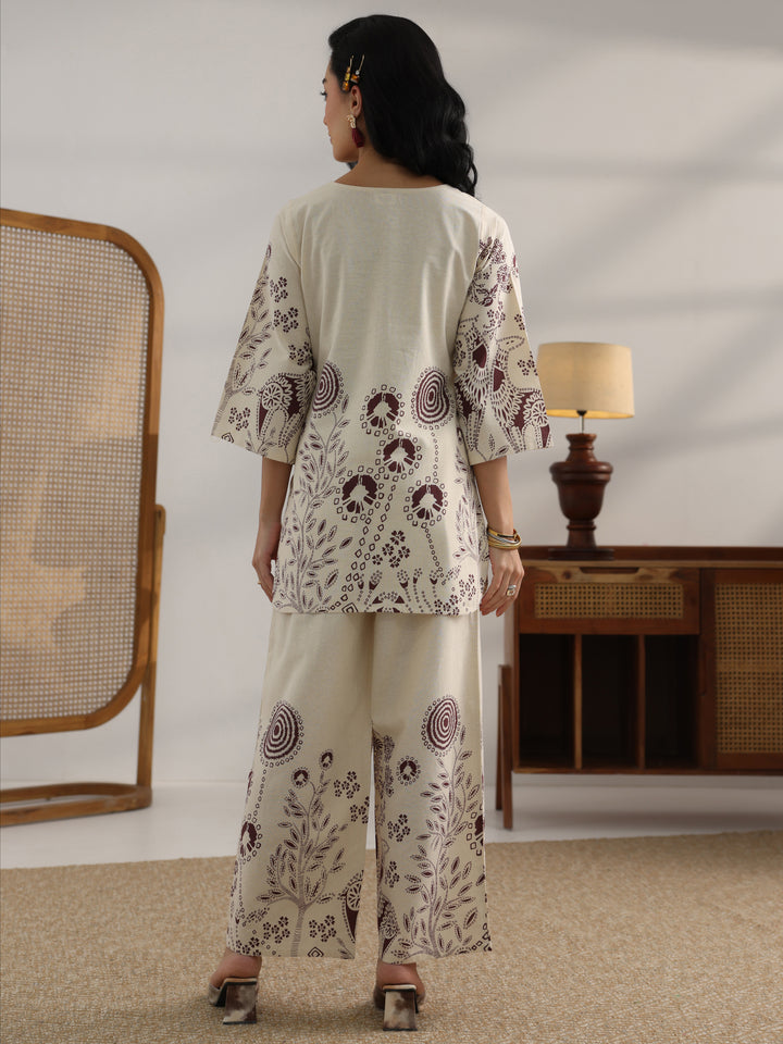 Off White Printed Cotton Co-Ord Sets