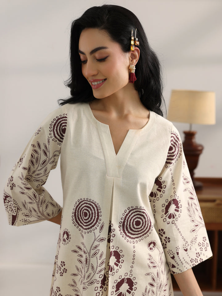 Off White Printed Cotton Co-Ord Sets