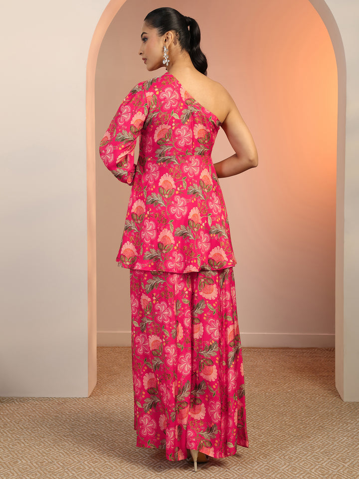 Pink Printed Silk Blend Co-Ord Sets