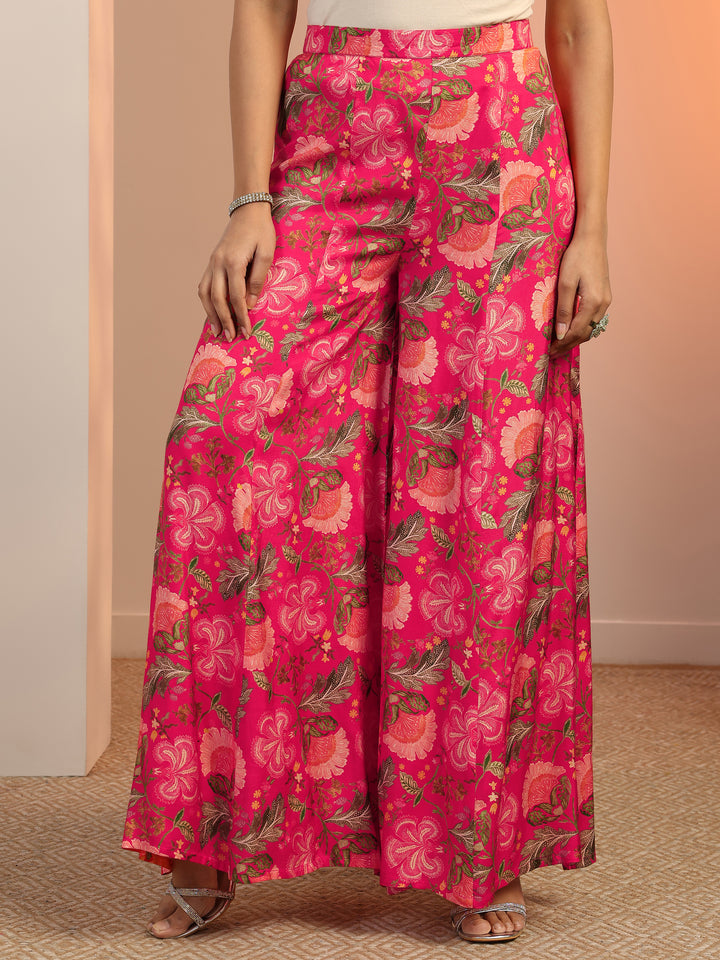 Pink Printed Silk Blend Co-Ord Sets